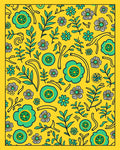 Floral Branches Yellow And Green Design Rug