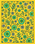 Floral Branches Yellow And Green Design Rug