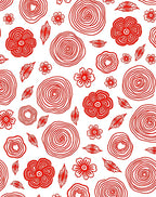 Red Floral Abstract Pattern Rug