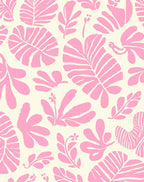 Pink Tropical Leaf Pattern Rug