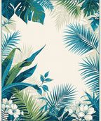 Tropical Botanical Leaf Design Rug