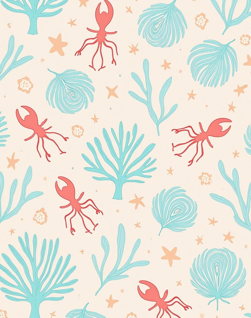 Undersea Creatures Coral Reef Pattern Rug