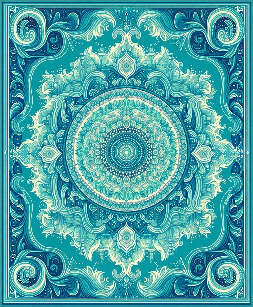 Oceanic Abstract Mandala Pattern Rug