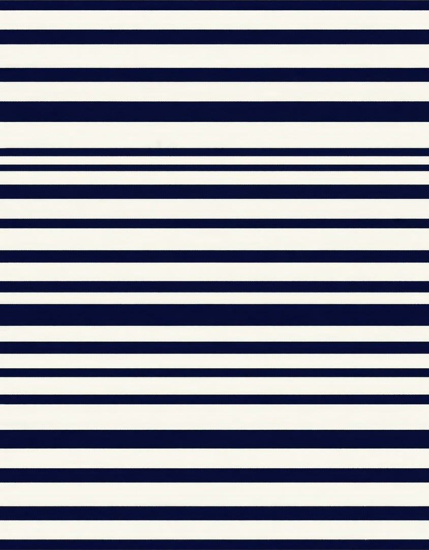 Classic Navy Cream Striped Pattern Rug