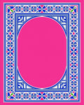 Vibrant Pink Jewel Border Oval Rug