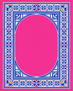 Vibrant Pink Jewel Border Oval Rug