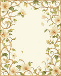 Ornate Floral Vines Cream Background Rug