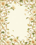 Ornate Floral Vines Cream Background Rug