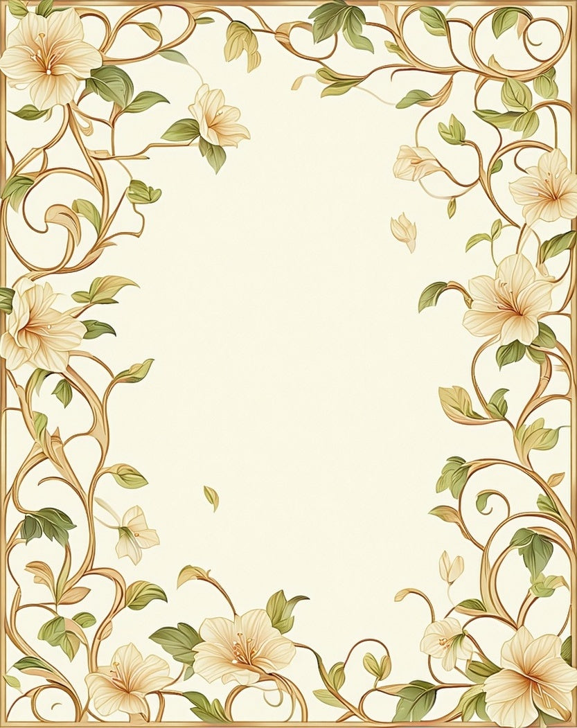 Ornate Floral Vines Cream Background Rug