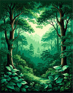 Lush Green Forest Canopy Design Rug