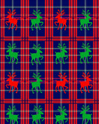 Reindeer Plaid Red Green Navy Rug