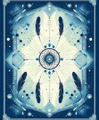 Blue Dreamcatcher Feather Mosaic Rug