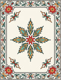 Ornate Floral Star and Border Pattern Rug