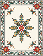 Ornate Floral Star and Border Pattern Rug