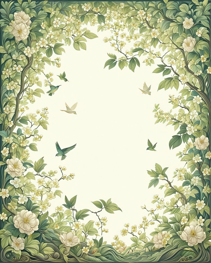 Nature Inspired Floral Bird Pattern Rug