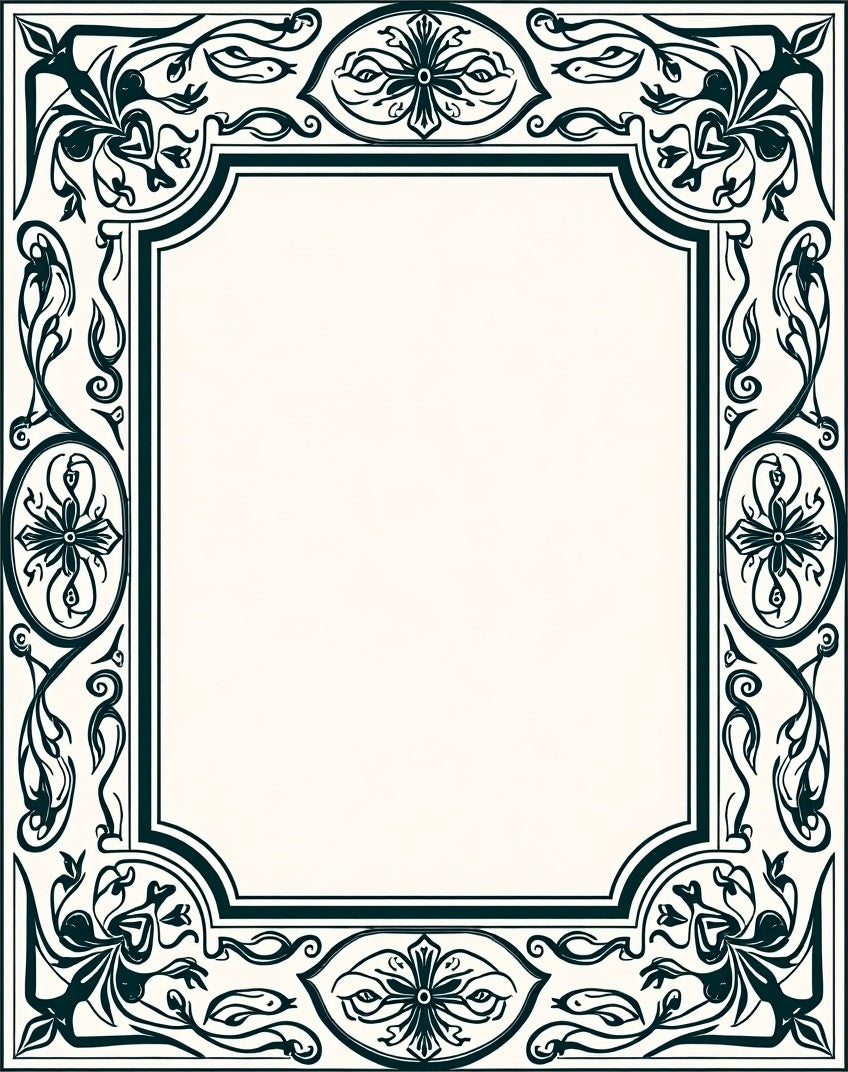 Ornate Floral Border Design Rug