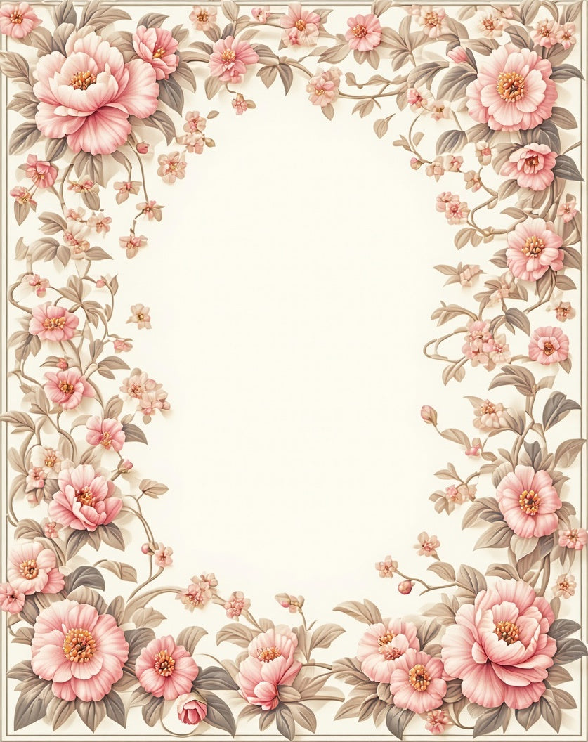 Pastel Pink Floral Vine Romance Rug