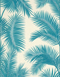 Teal Palm Frond Patterned Area Rug
