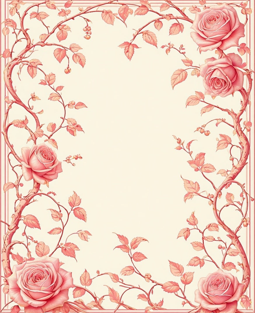 Classic Pink Rose Garden Pattern Rug