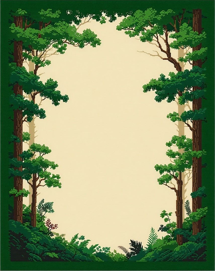 Forest Canopy Foliage Border Rug