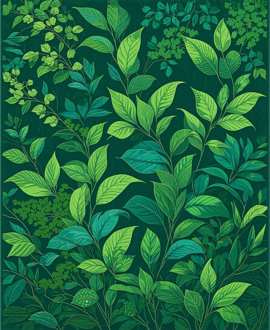 Lush Green Foliage Pattern Rug