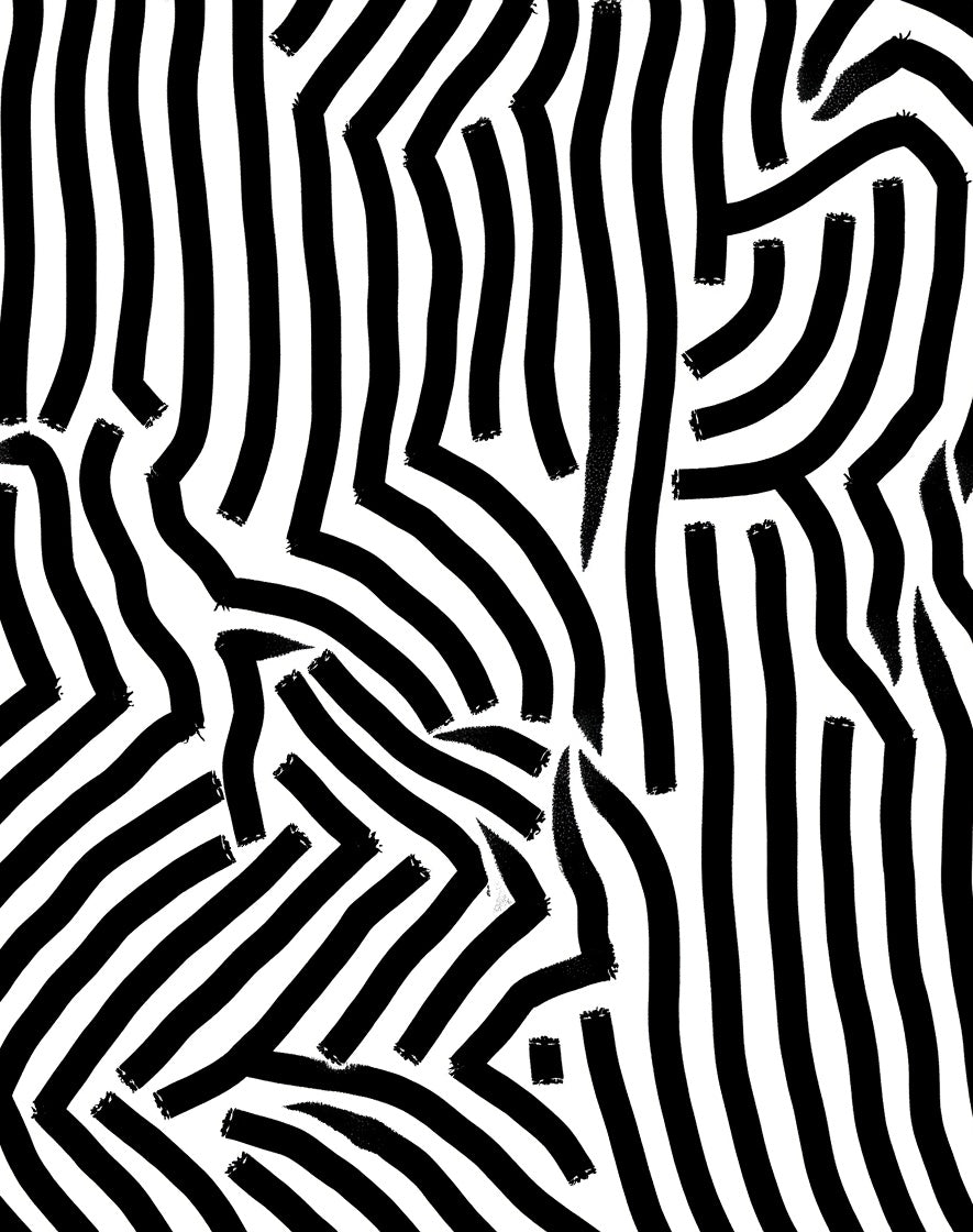 Abstract Black White Brushstroke Stripes Rug