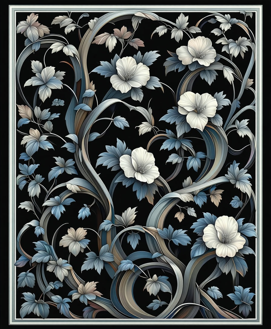 Art Nouveau Floral Swirls Design Rug