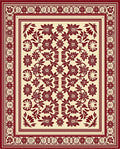 Crimson Floral Garden Medallion Ivory Rug