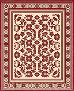 Crimson Floral Garden Medallion Ivory Rug