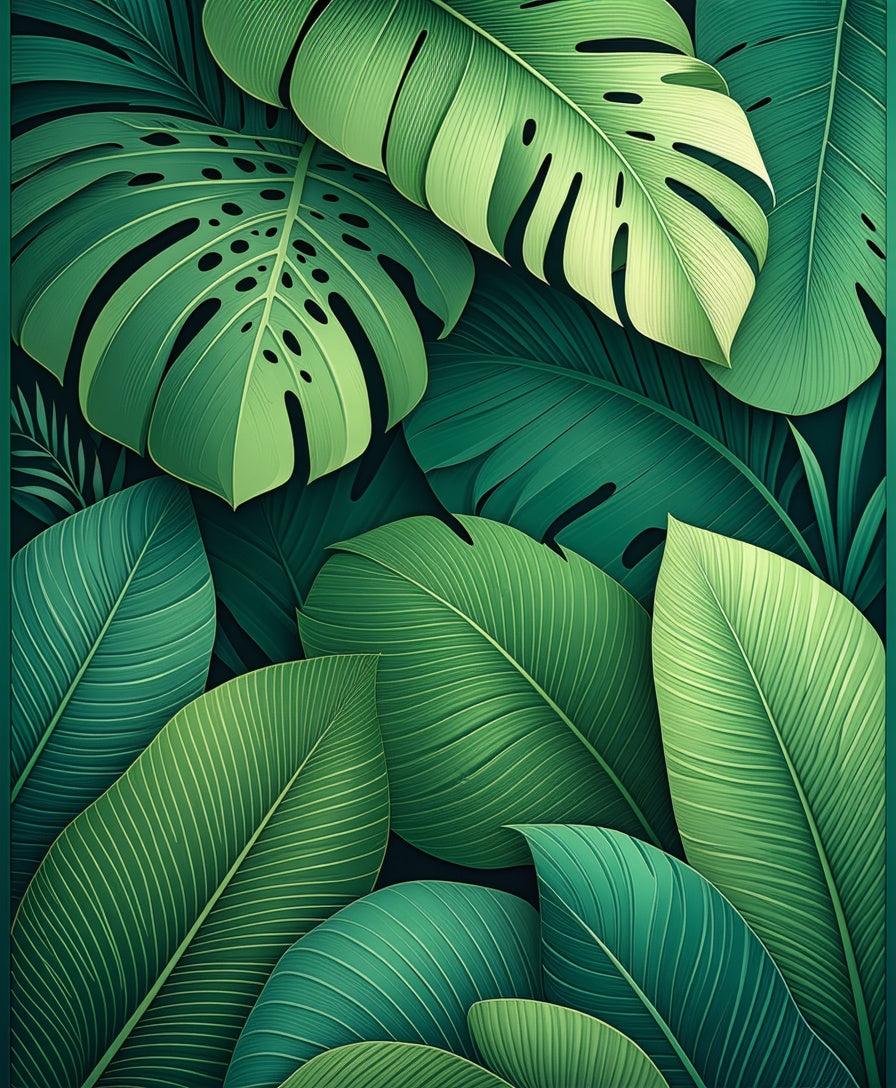 Lush Tropical Leaf Pattern Design Rug