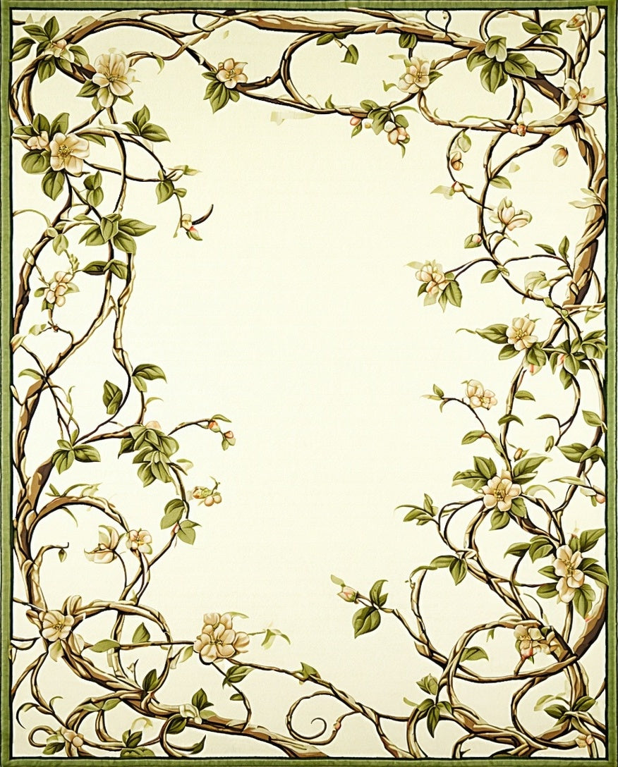 Vines And Blossom Pattern Rug