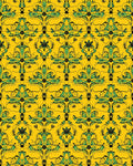 Art Nouveau Yellow Green Floral Pattern Rug