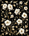 Elegant Floral Accented Black Rug