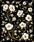 Elegant Floral Accented Black Rug