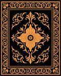 Golden Floral Medallion Black Rug