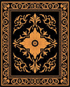 Golden Floral Medallion Black Rug