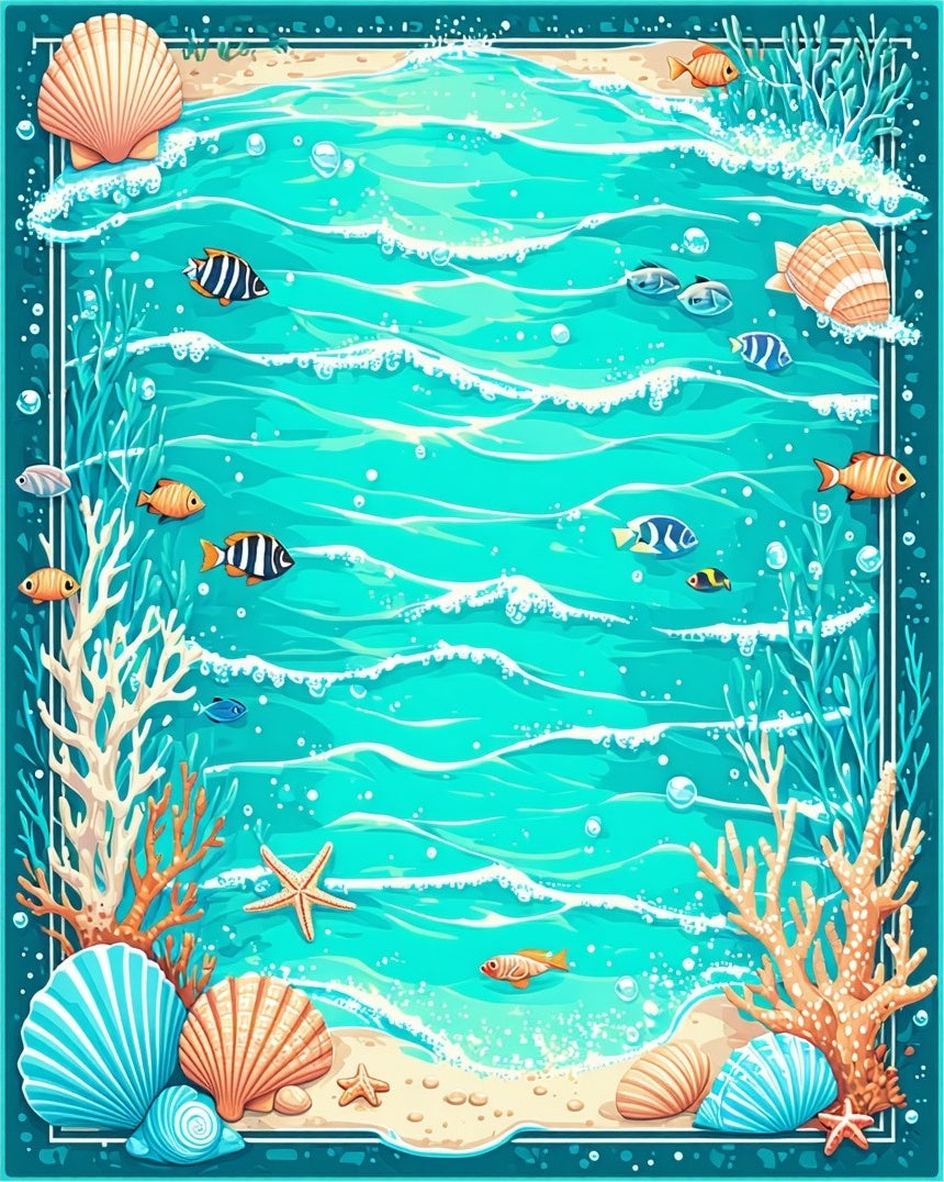Undersea Life Wave Pattern Rug