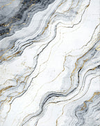 Gold Veined Marble Swirl Art Rug