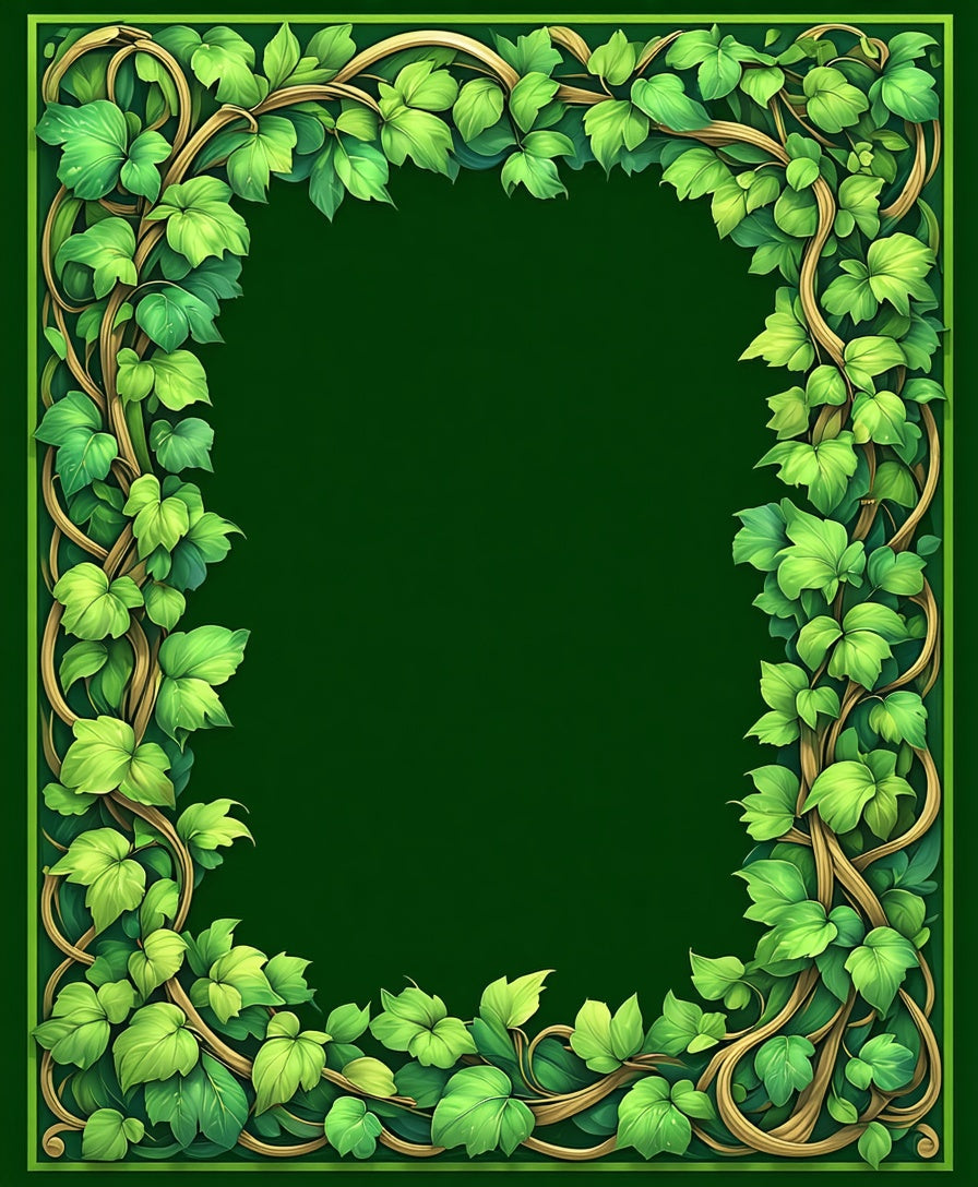 Green Leafy Vine Border Rug