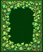 Green Leafy Vine Border Rug