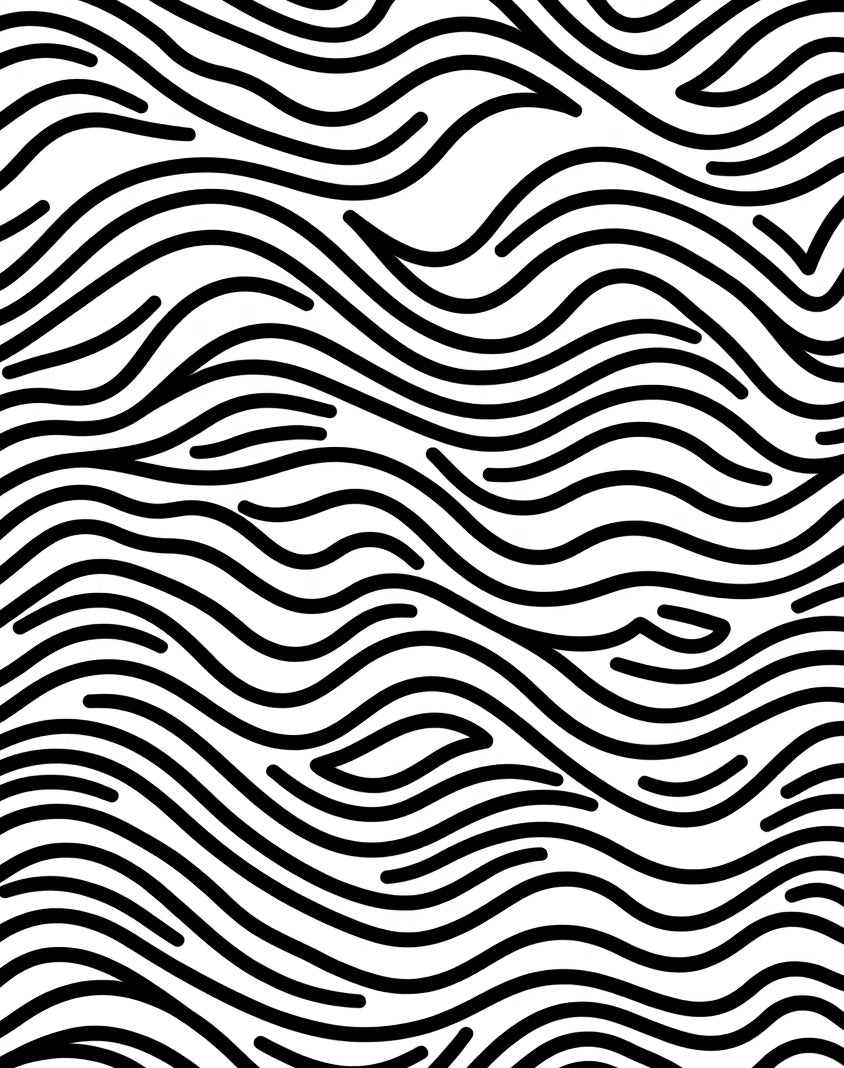 Organic Wavy Black and White Pattern Rug