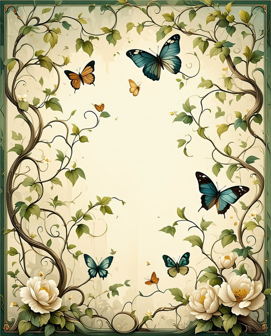 Nature Inspired Butterfly Floral Pattern Rug