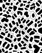 Abstract Black Shapes Organic Pattern Rug