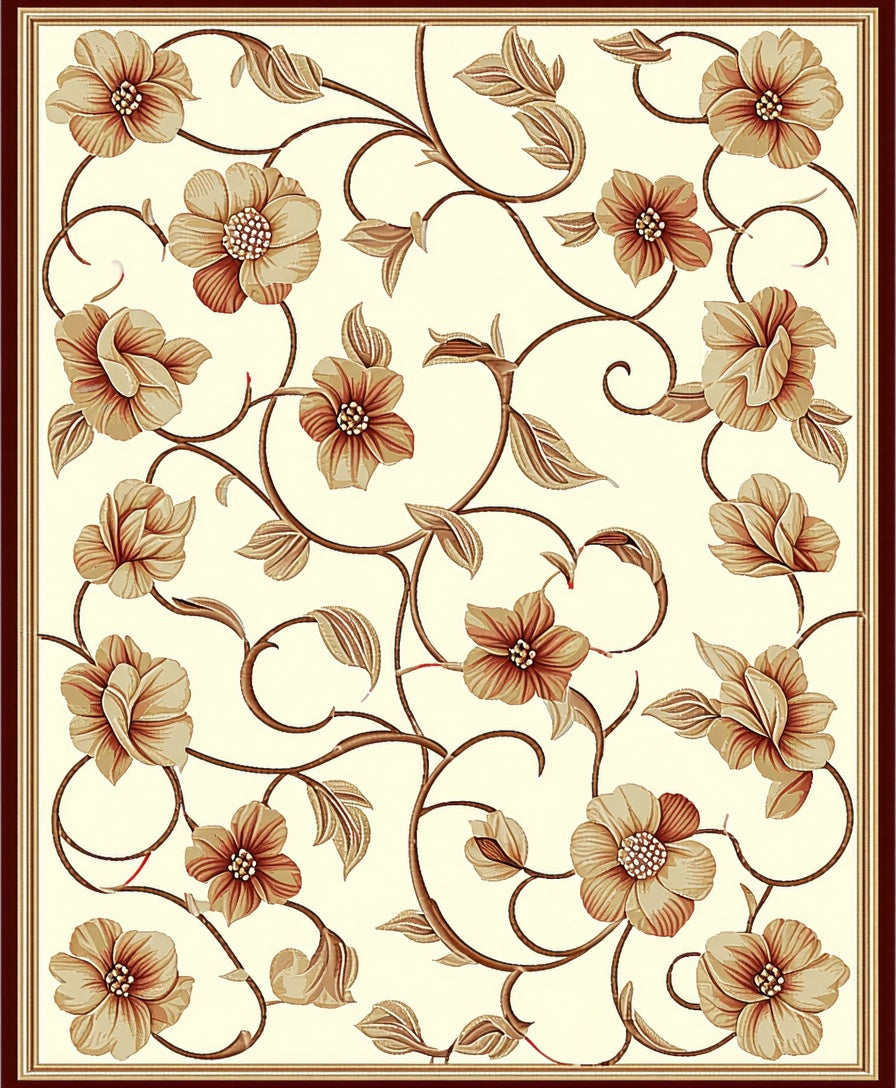 Vintage Floral Vine Cream Rug