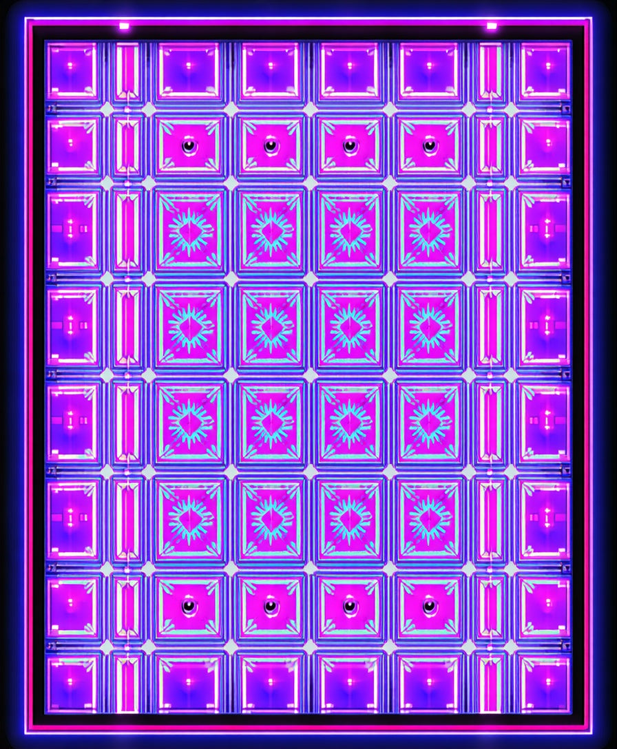 Synthwave Geometric Eyes Pattern Rug