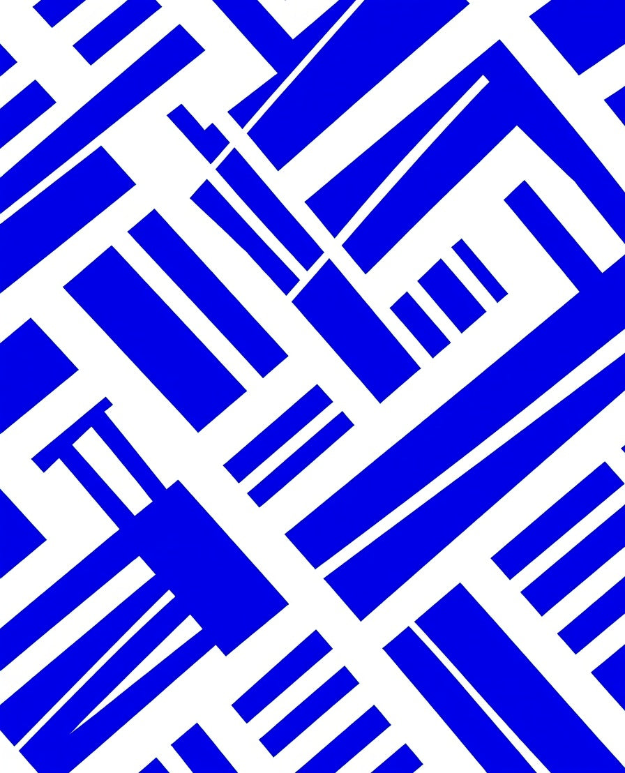 Bold Blue Geometric Abstract Pattern Rug