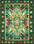 Ornate Emerald Floral Art Nouveau Rug