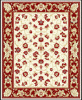 Intricate Floral Red Cream Tile Pattern Rug