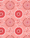 Red Pink Floral Citrus Pattern Rug