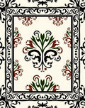 Ornate Black Green Brown Floral Rug